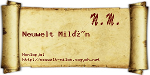 Neuwelt Milán névjegykártya
